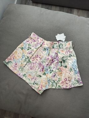Halliday Tuck Short Zimmermann Floral 100% Linen Size US 12